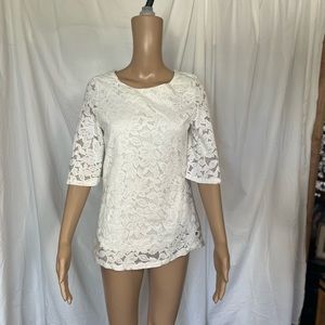 Cacharel Vintage 90s lace bell sleeve white blouse size XS